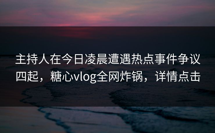 主持人在今日凌晨遭遇热点事件争议四起，糖心vlog全网炸锅，详情点击